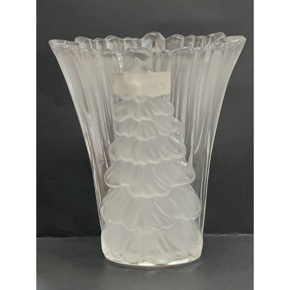 Mikasa Glass Holiday Vase Christmas Tree Winter Dreams Frosted 8 Inch Gift - Picture 4 of 9